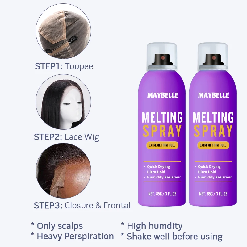 Private Label Fast Drying Extreme Hold No Residue Hair Holding Spray Daily Glueless Aerosol Lace Melting Spray
