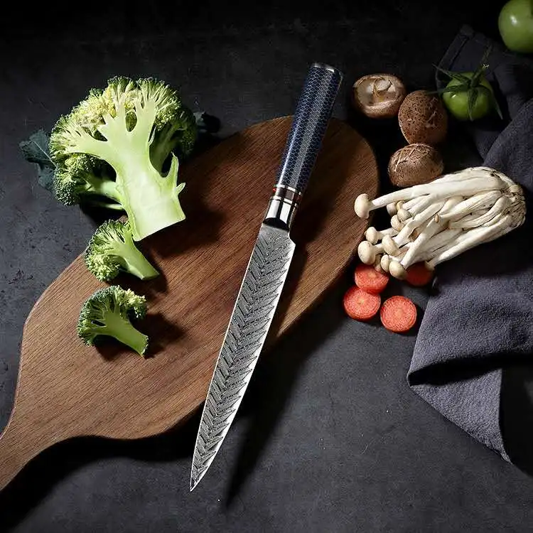 
professional forged Laser Damascus 67layers stainless steel resin handle kitchen chef knife sets 