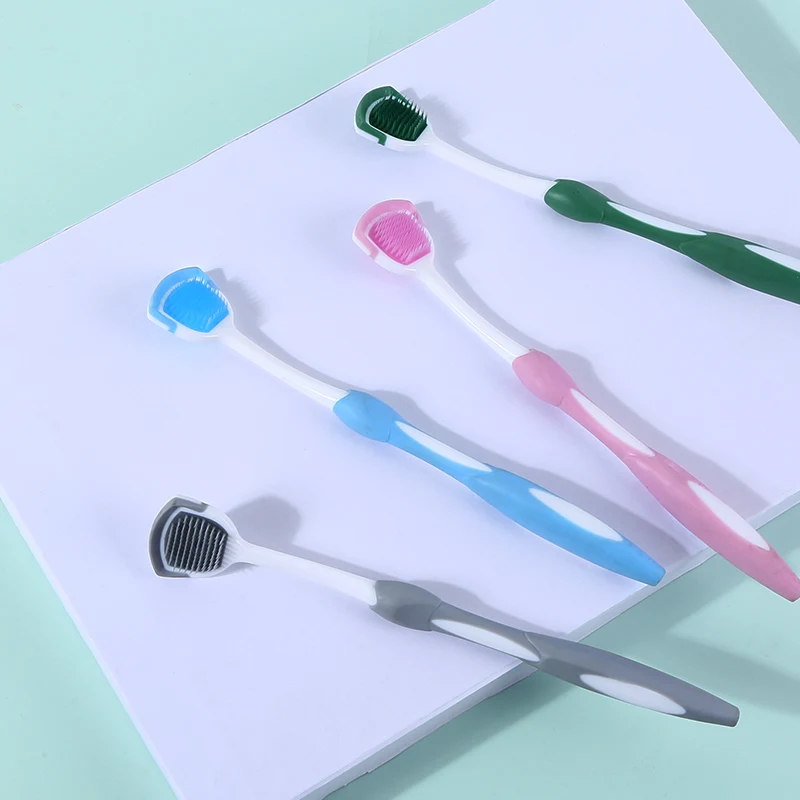 High Quality Colorful Silicone Tongue Coating Cleaning Brush Plastic Tongue Cleaner Scraper