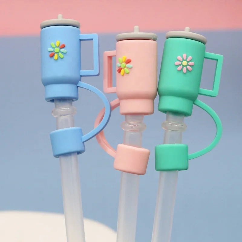 Drinking Straw Cover Reusable Straw Tips Lids Dust-proof 10mm Straw Plugs Hot Sale Cup Silicone for Cup Free OPP Bag