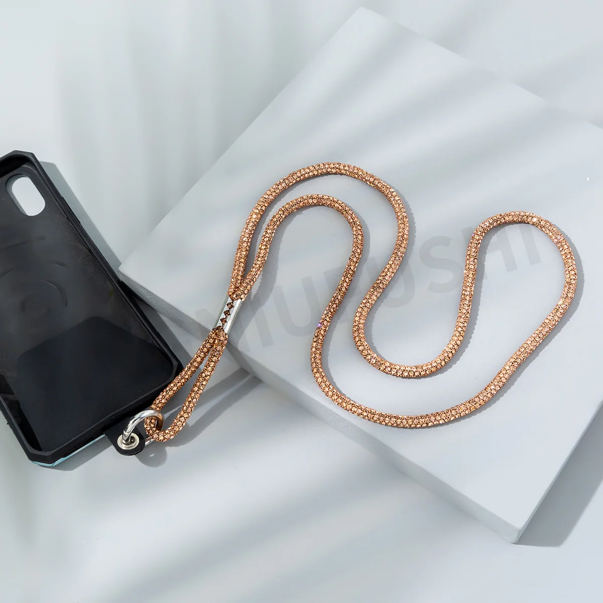 Cross border rhinestone color mobile phone chain lanyard slant across mobile phone shell neck lanyard wholesale