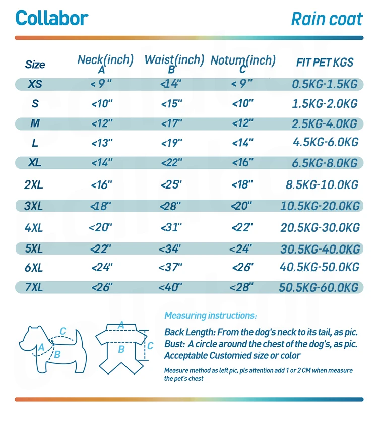 COLLABOR Basset Hound Adjustable Pet Water Proof Clothes Outdoor Rain Jacket Hoodies with Strip Reflective