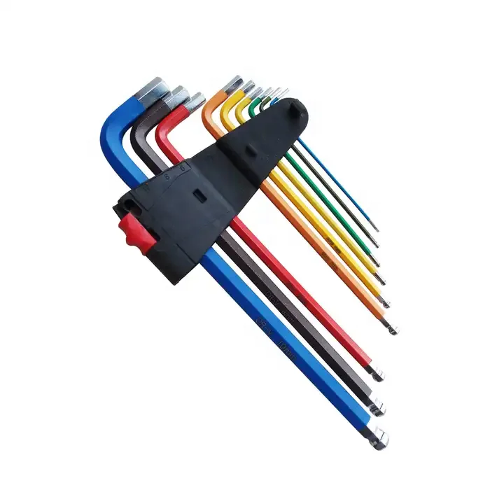 High Quality Hot Sale Oem 9PCS Multi Color Long Arm Ball-End Chrome vanadium steel Allen Hex Key Set