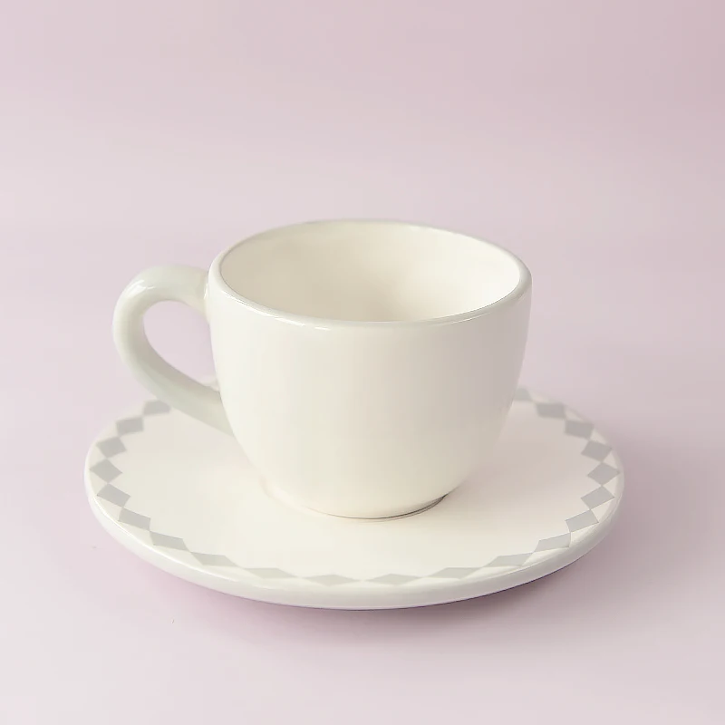 Bunny with Gold Laurel Wreath Ceramic Teacup Saucer Pink Easter Decorate with Hot Air Balloon