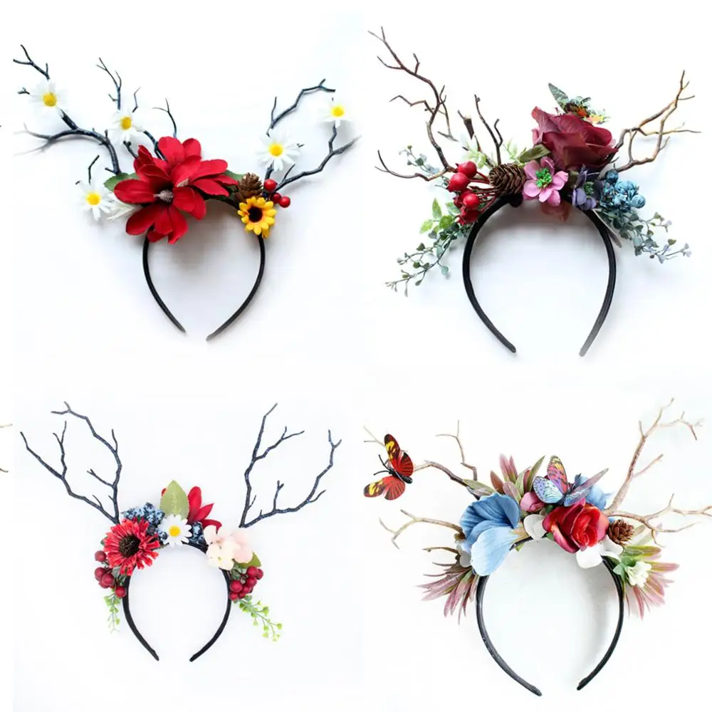 739G Cosplay Party Costume xmas Hair bands Elk Animal Antler Deer Horns reindeer Headbands