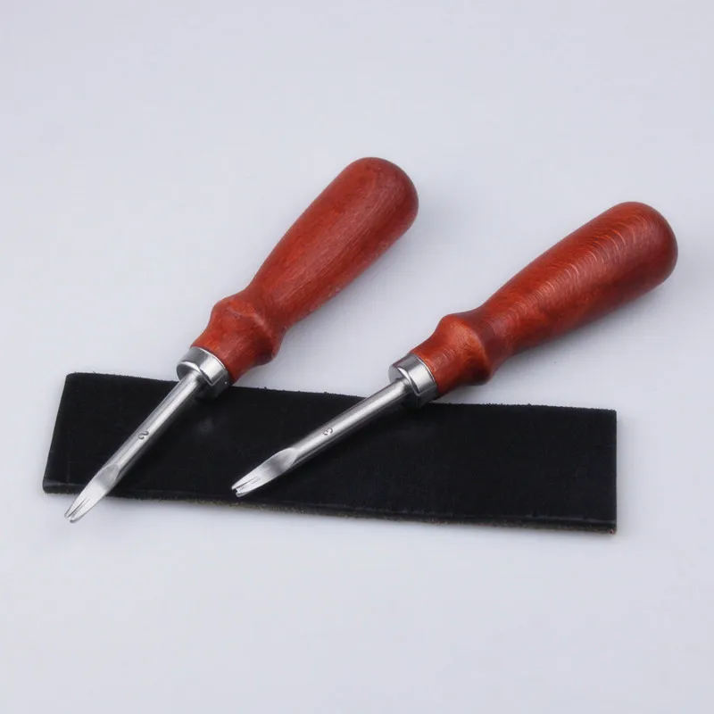 Wholesale leather craft tools 316L stainless steel wood handle trimmer Fix the leather  edge knife