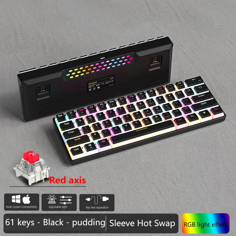 60% Keyboard Rgb Pbt 61 Keykaps Computer Gaming Hot Swap Mechanical Keyboard