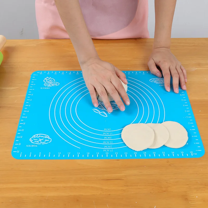 
Kitchen Tool Wooden Silicone Rolling Pin and Thick Silicone Kneading Pad Set 