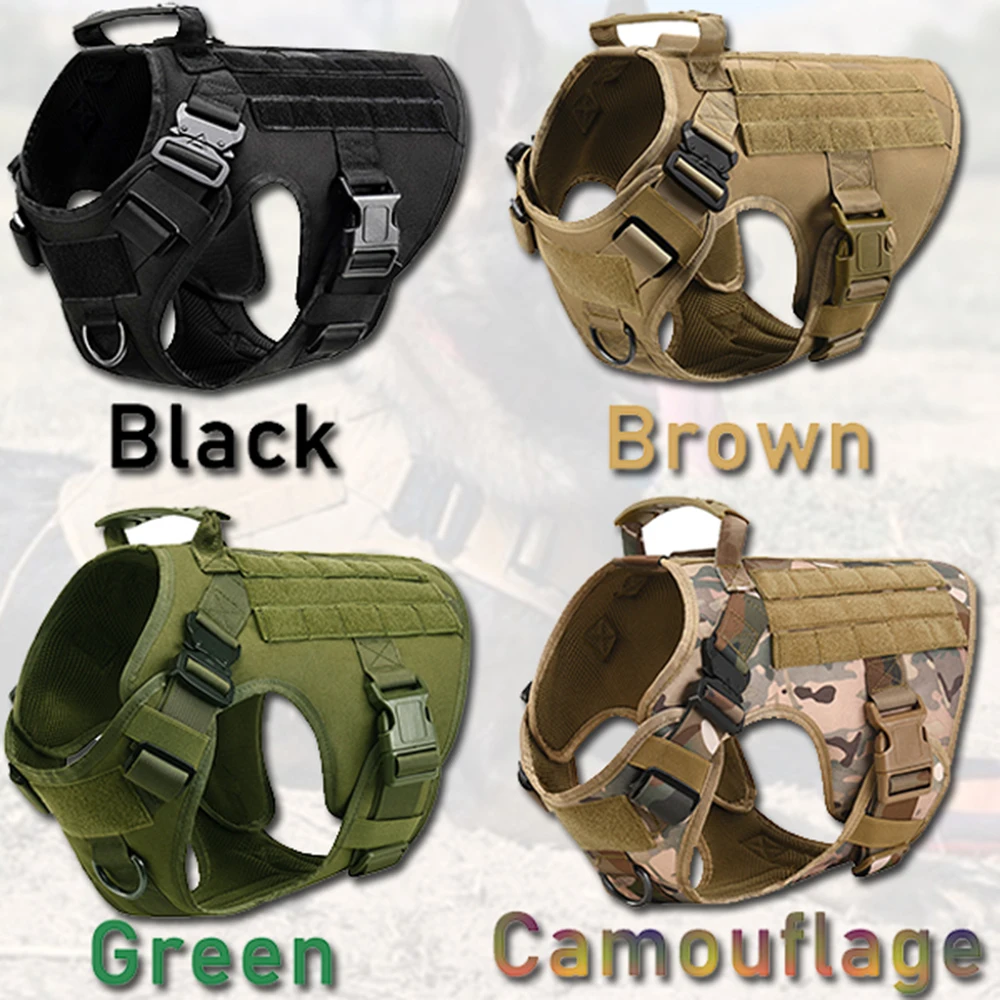 Factory Customised Dog Tactical Training Harness for Medium and Large Dogs 1080D Nylon Waterproof Heavy Duty Dog Harness Chest