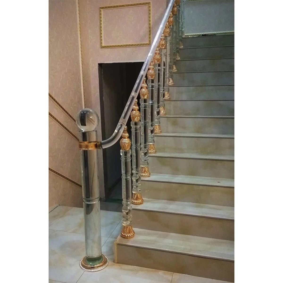 Cheap price Plexiglass balustrades clear glass Crystal acrylic column pillar post stairs  railings handrail
