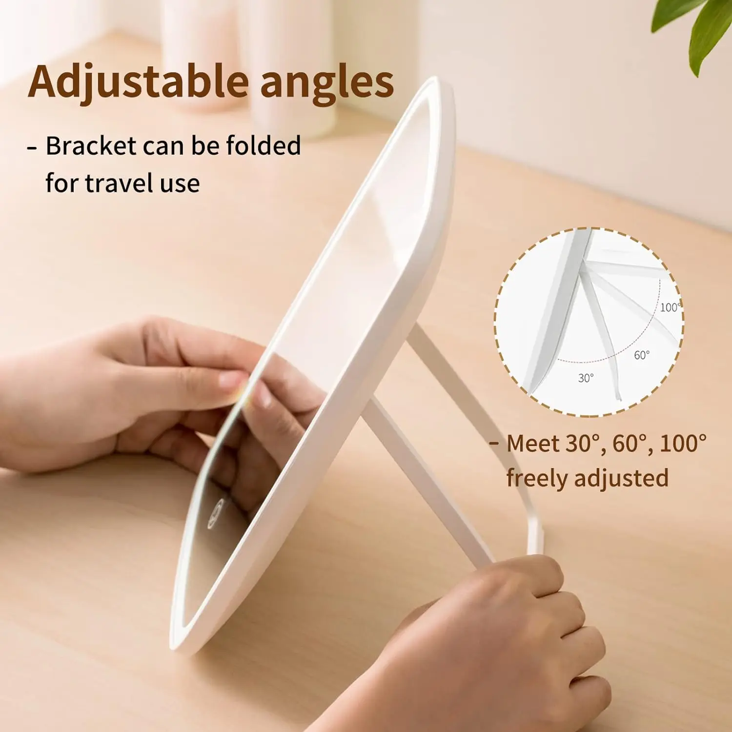 Jordan&Judy Household Store on Sale Best Selling Rechargeable Three Colors Light Makeup Stand Mirror