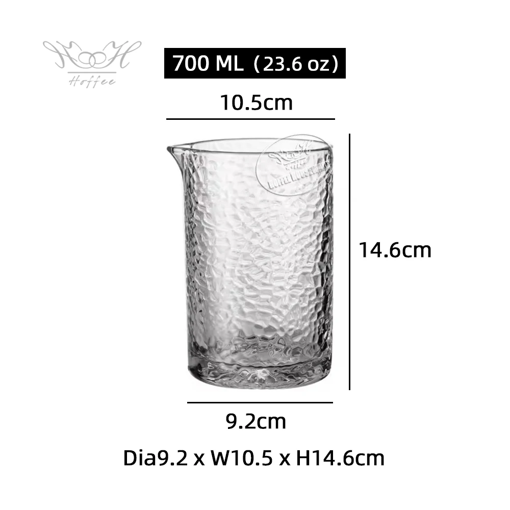 Hammered 700ml 23oz Cocktail Mixing Glass Pitcher Seamless Thick Bottom Bartending Cup Martini Juice Viski Stirring Mixing Glass