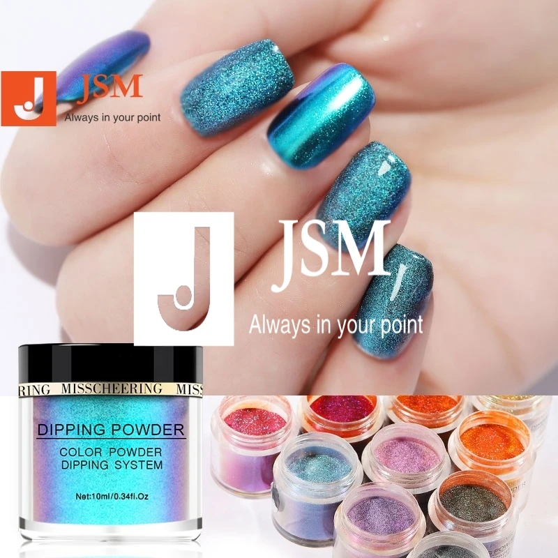 Salon 1 Box Chameleon Dip Powder Shining Holographic Mirror Nail Art Pigment Glitters DecorationsNatural Dry Dipping Dust