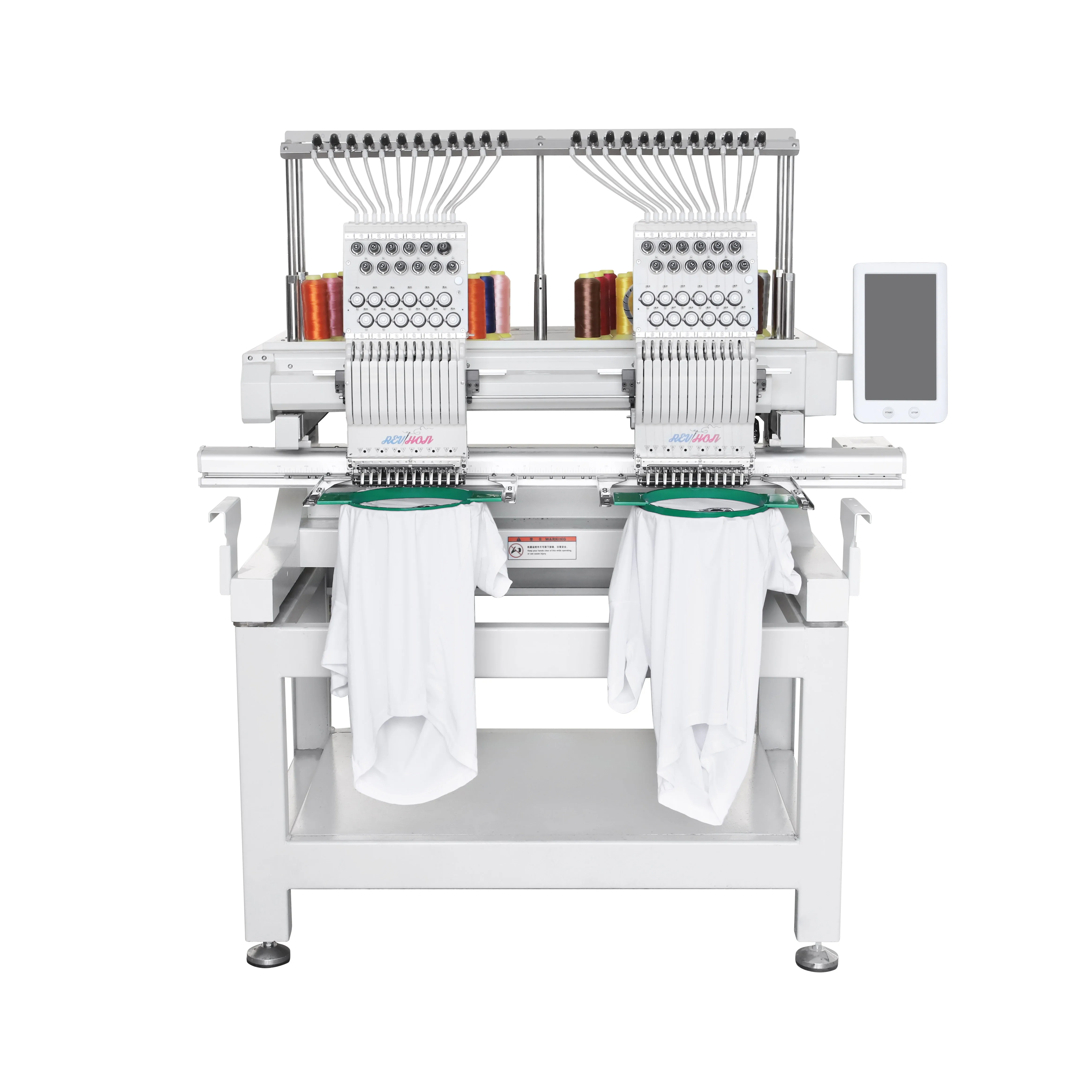 REVHON Chinese factory high quality  9/12/15 needles T-Shirt Hat computerized  2 heads  Embroidery Machine