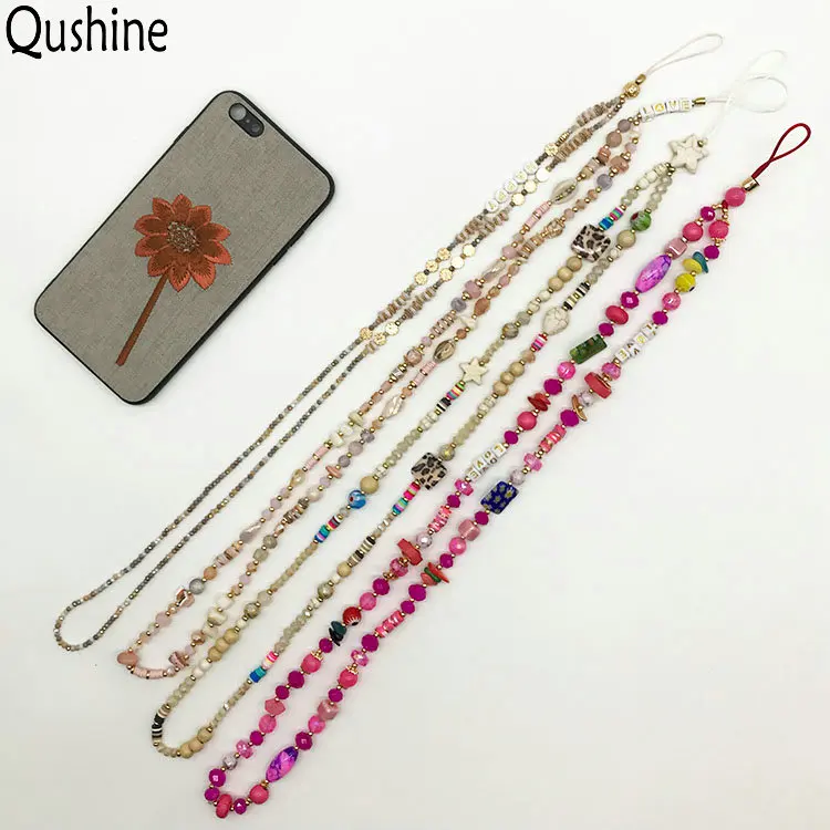 Qushine изготовленное на заказ пластиковое акриловое жемчужное деревянное ожерелье с бусинами чехол для телефона ремешки Шейная цепочка