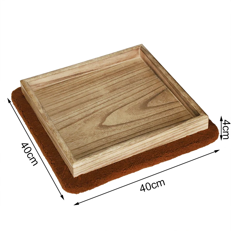 Ottoman pouf coffee table storage stool Brown cube velvet stool with wooden storage tray for home hotel office