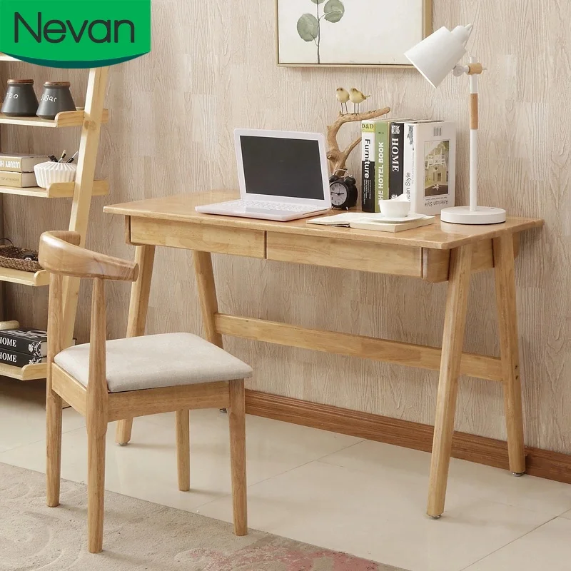 Home Office or Bedroom Corner Kid Study Writing Table Wooden White Furniture Modern Desk with Drawers
