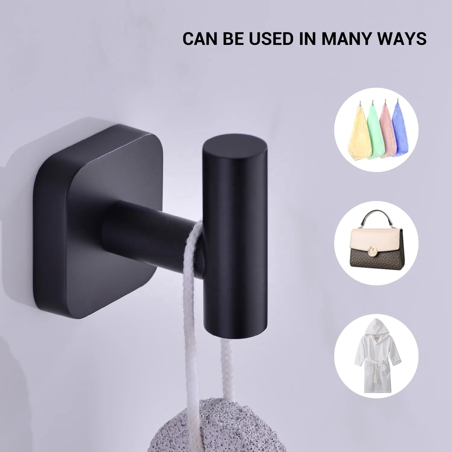 
Stainless Steel Wall Mounted Adhesive Bathroom Cubicle Coat Hook Rack 