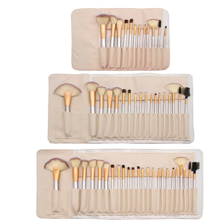 wholesale High quality beige white synthetic hair makeup brushes Professional 12 18 24pcs makeup brush set