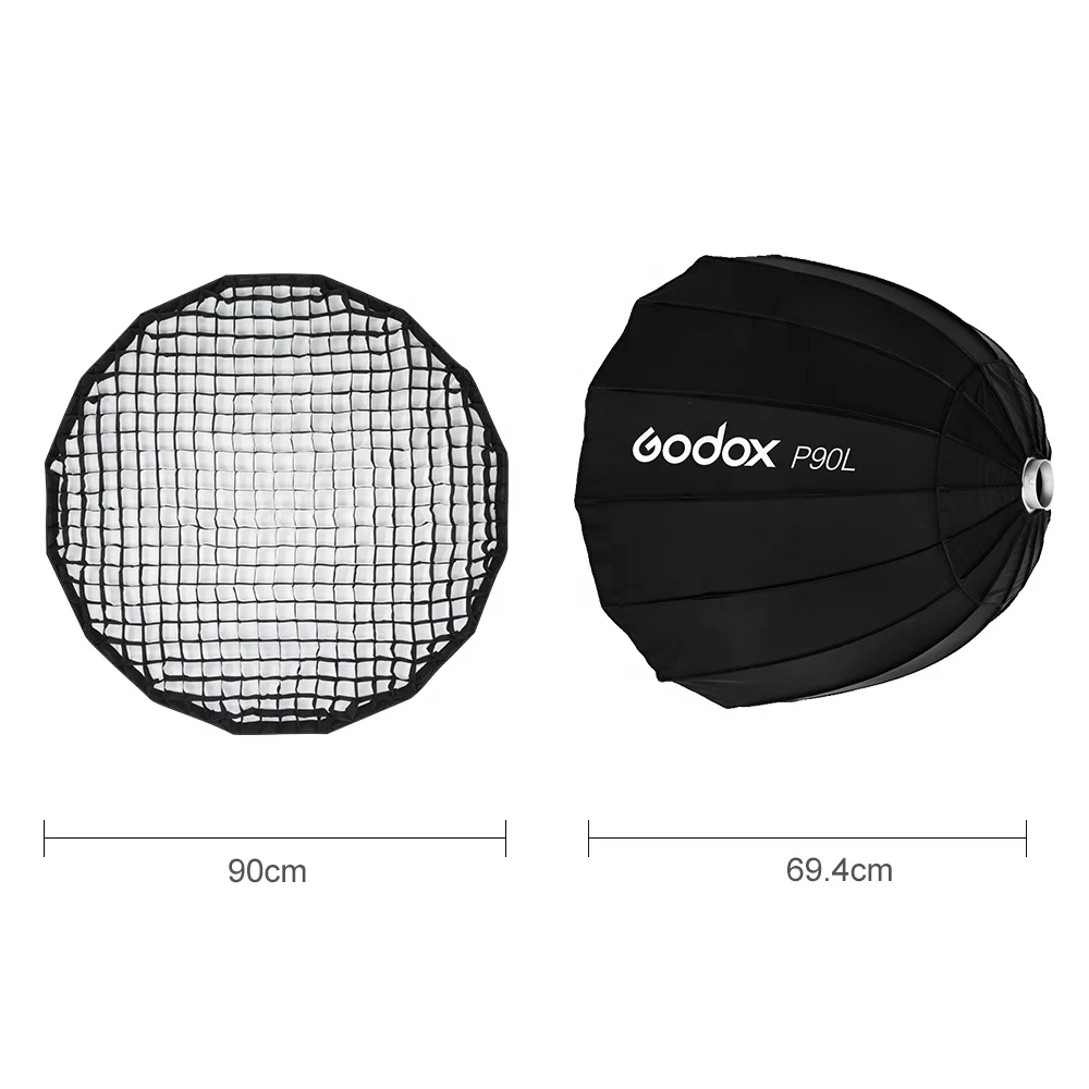 Godox Portable P90L 90CM Deep Parabolic Honeycomb Grid Softbox Bowens Mount Studio Flash Reflector Photo Studio Softbox