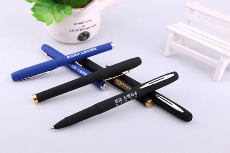 Neutral Pen Custom Stamping Advertising Pen Printing LOGO Gift Black Water Business Metal Gel Ink Pen
