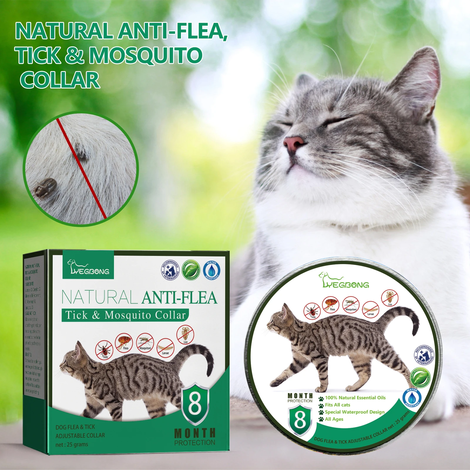 Yegbong OEMODM Insect Repeller Gentle Formula Cat Insect Repellent Non-harmful Ring Pet Insect Repellent