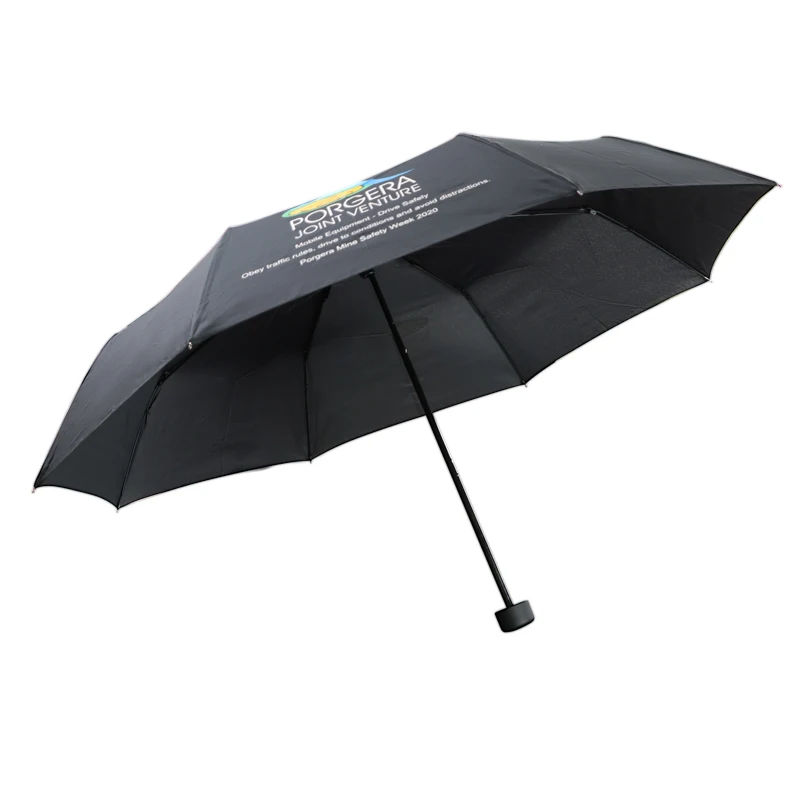 Wholesale china promotional Cheap 3 folding mini advertising custom rain Foldable Umbrella with Logo Prints umbrellas