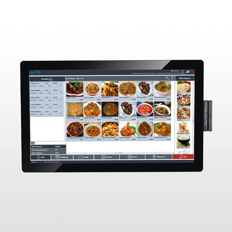Wall mount true flat android industrial panel 21.5 Inch pc pos systems for restaurants