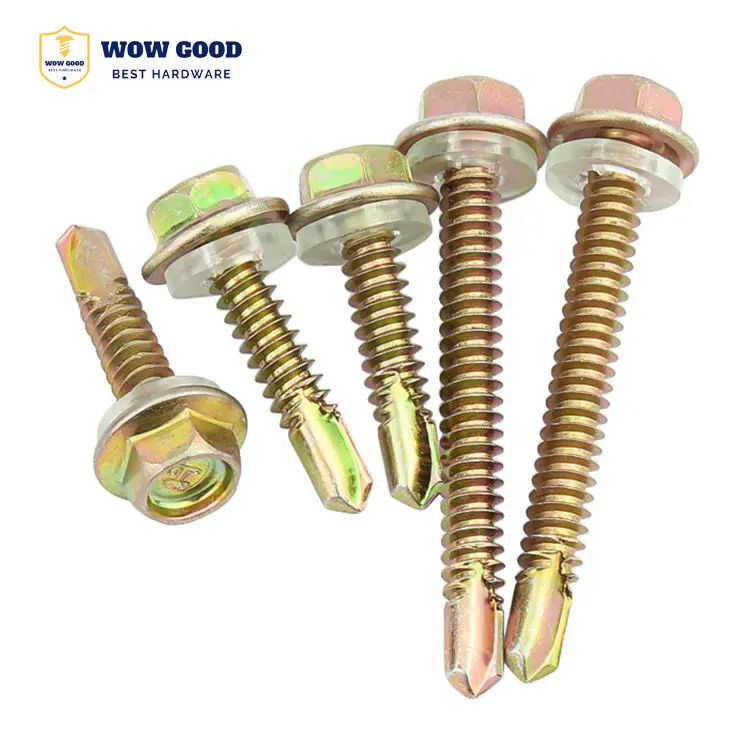 410 Stainless Steel Black gold Color zinc Hex Washer Head Self-tapping roofing Fast Self Tapping Drilling metal Screw for metal