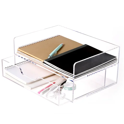 Factory customized Acrylic multi-layer stackable classification books file frame desk shelf bookshelf desktop organizer