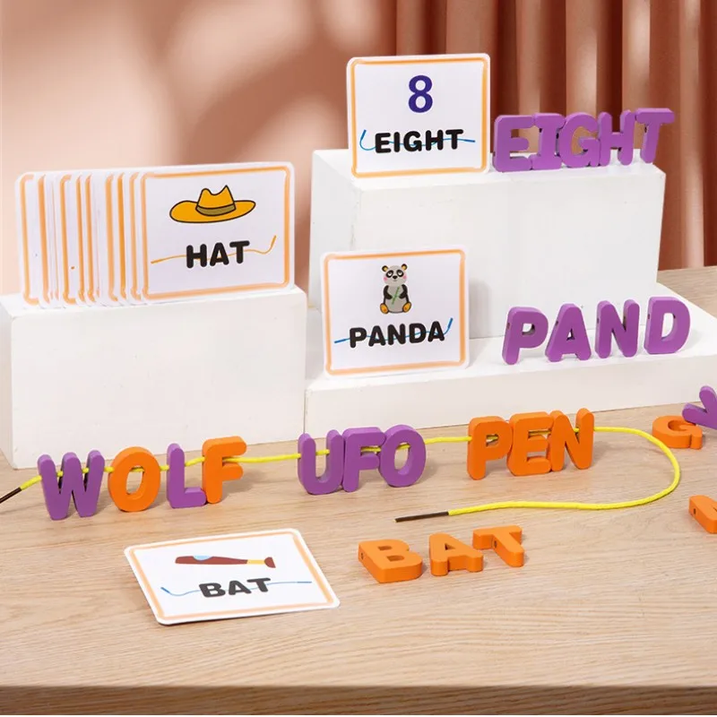 Montessori Wooden Alphabet Spelling Words Toy For Children 26 Letters Enlightenment Cognitive Early Educational Toy
