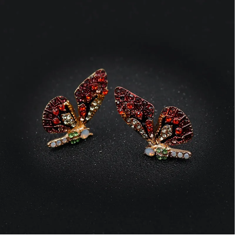 SH45 Balry ювелирные изделия 2021 модные серьги-гвоздики в форме бабочки Красочные Кристаллы бриллианты ожерелье животные серьги оптовая продажа