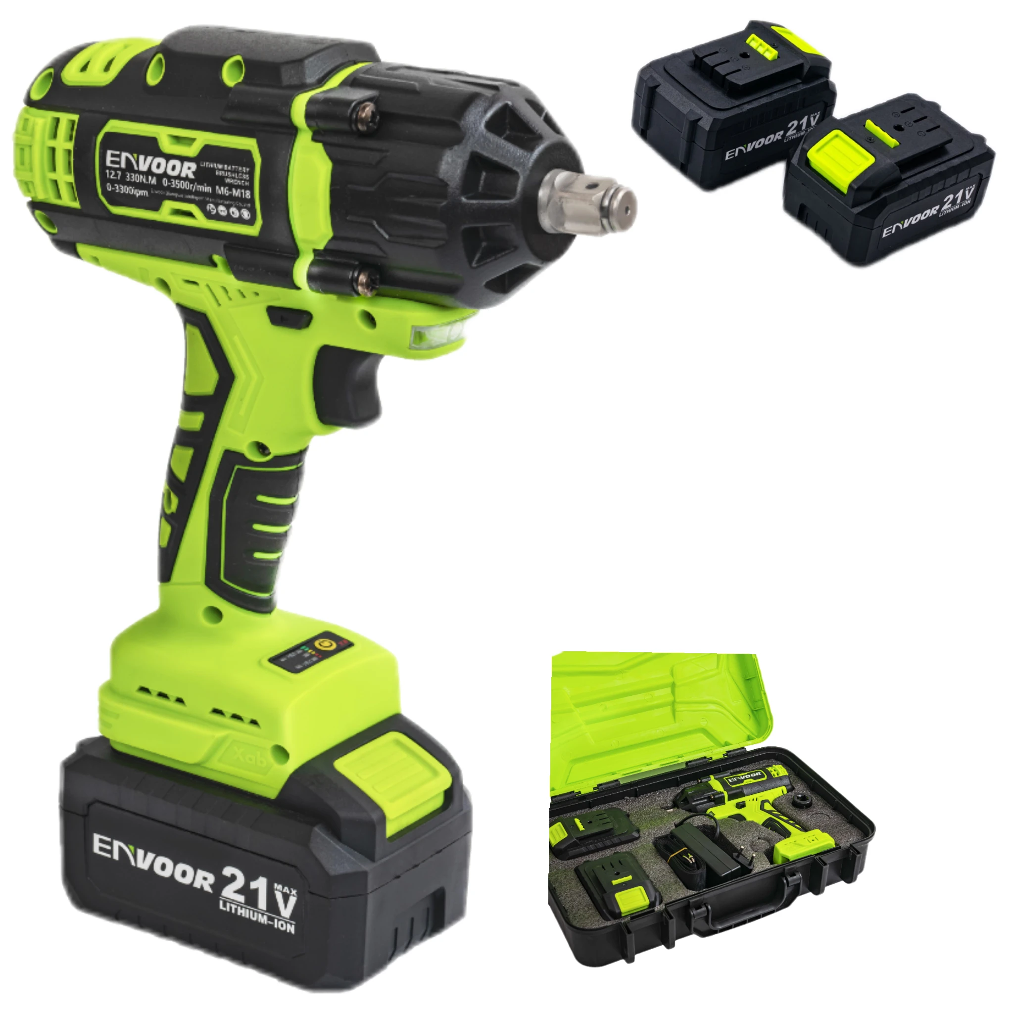 800N.m Electric Impact Wrench Brushless Cordless Electric Wrench 1/2 Inch 21V Battery Power Tool