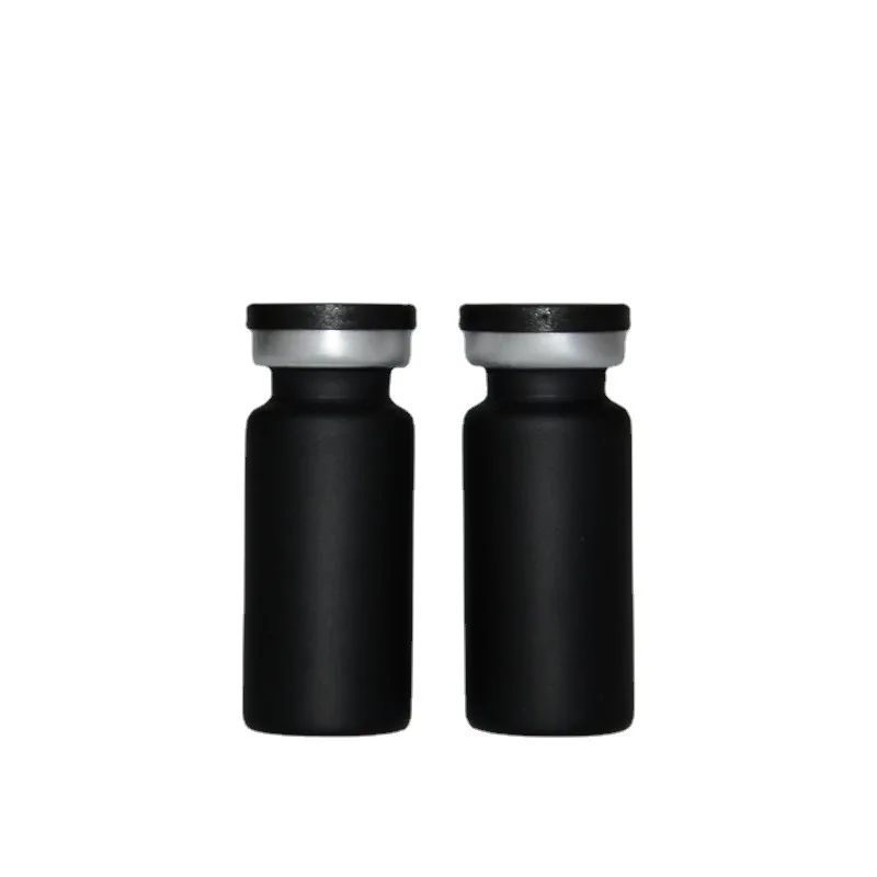 Wholesale 8ml injection vial gold logo black brown clear glass vial with rubber cap 10ml for liquid medicine