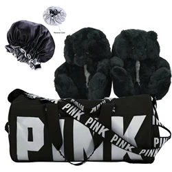Wholesale Custom Slippers Satin Bonnet Trending Designer Waterproof Portable Polyester Luggage Gym Sport Travel Bag 3pcs Set