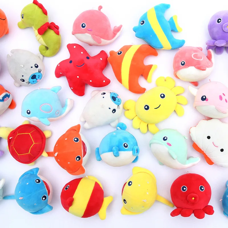 Cartoon Feather Cotton Soft Dolphin Seal Plush Toy Pendant Marine Animal Crab Starfish Doll Key Chain Bag Ornament Doll Plush