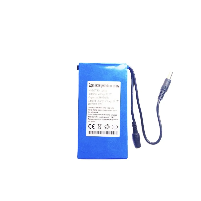 Super 12v 9.8ah 5V 20ah Lithium ion battery 12v rechargeable li-ion with ac charger for LED panel strip lights