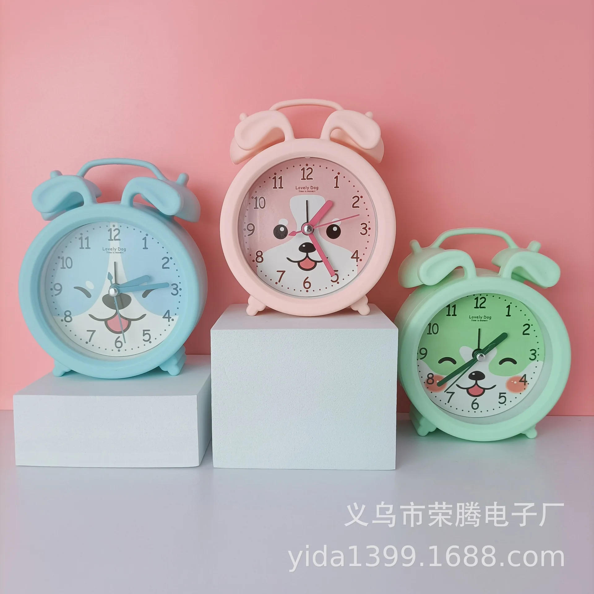 Creative puppy dog alarm clock simple style Creative furnishings office desk clock student Mini small timepiece desktop