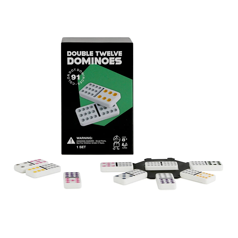 Double 12 plastic domino in tin box for 4 player