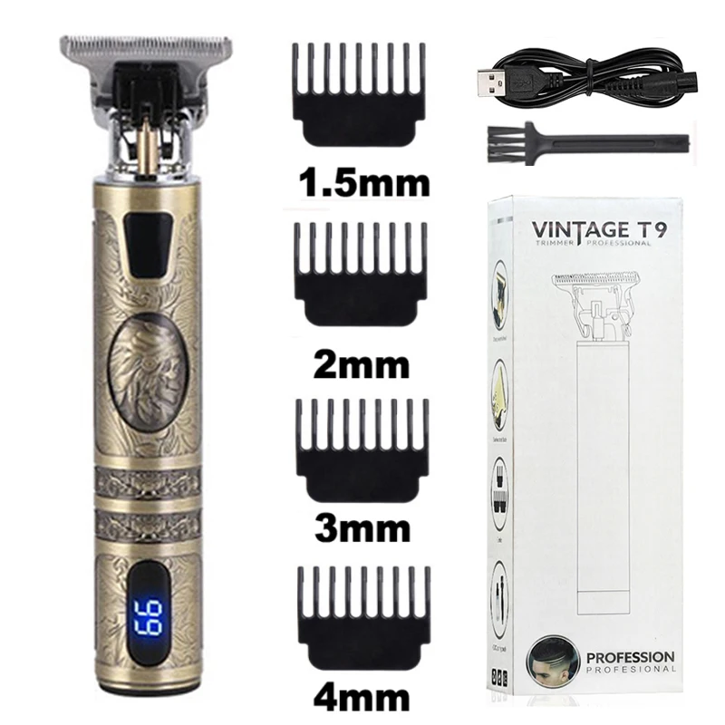 New Style T9 Metal Cordless Hair Clippers Trimmer Men Zero Gapped T-Blade Professional Hair Trimmer Haircut Machine
