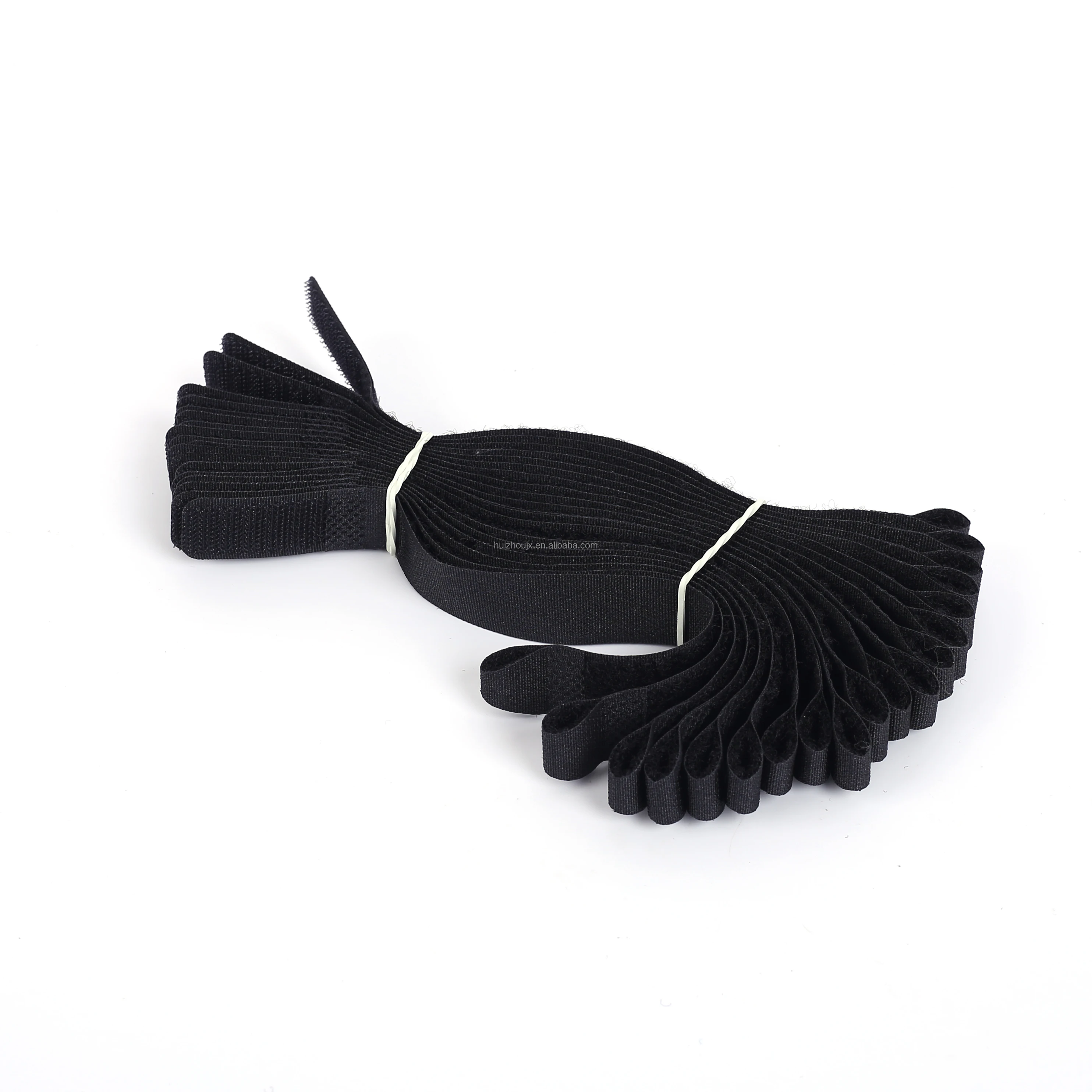 Eco-friendly metal Plastic Buckle Cinch Strap Self Grip Reusable Hook And Loop Cable Tie With Long Tail