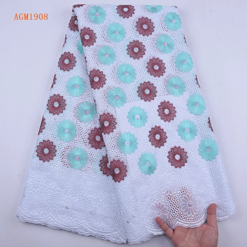 White Color Latest African Cotton Lace Fabric High Quality Nigerian Swiss Voile Lace In Switzerland Asoebi Lace Fabric 1908