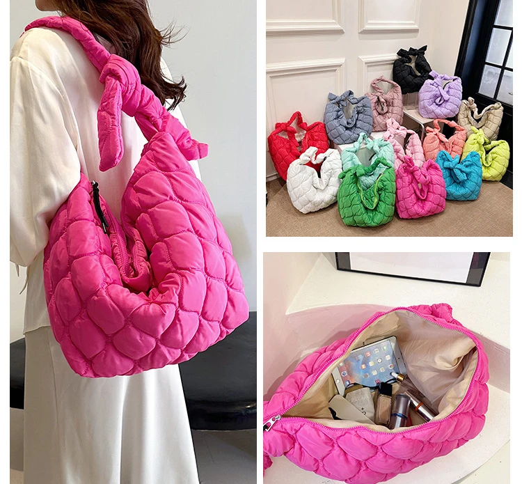 Fashion New Ladies Cute Clouds Bag Puffer Bubble Tote Bag Wrinkle Soft Shoulder Large Capacity Crossbody Bag for Women