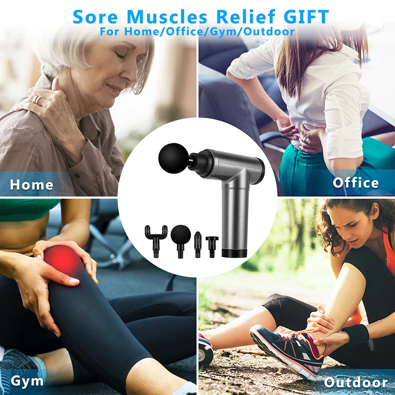 Дешевые Цены Amazon Custom 4 головки малошумный мускул мини Массажный пистолет