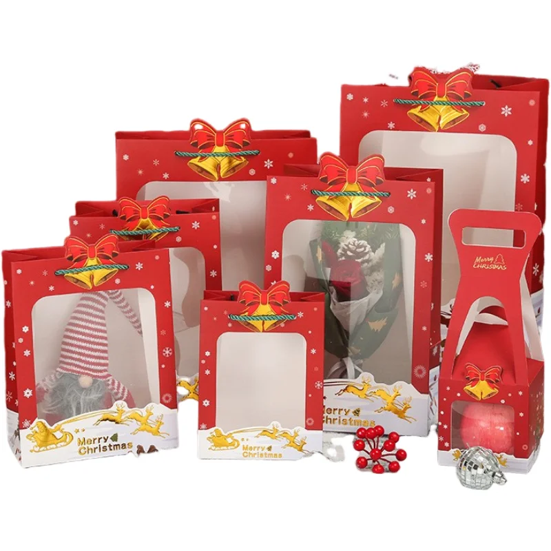 Экологически чистый мультфильм Рождественский бумажный мешок с ручкой индивидуальные бумажные мешки