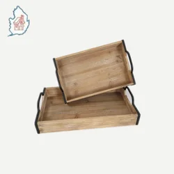 Two tiered rustic wooden serving tray farmhouse wood tray stand for home