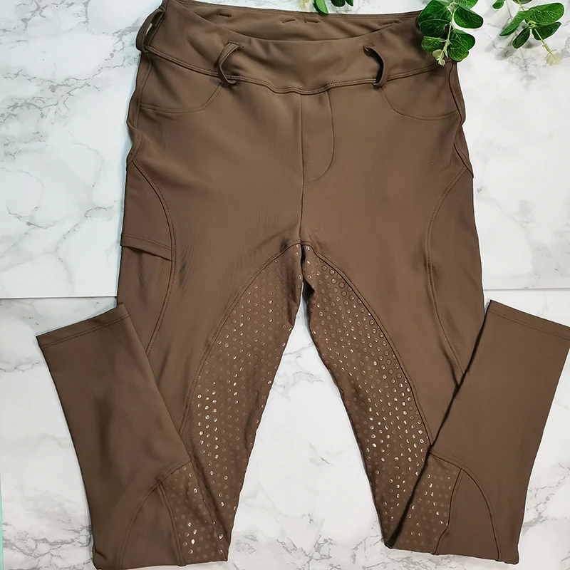 Original Brown Color Silicone Printing Leggings for Ride a Horse 2022 Stretchable Horse Riding Leggings Women Equestrian Pant