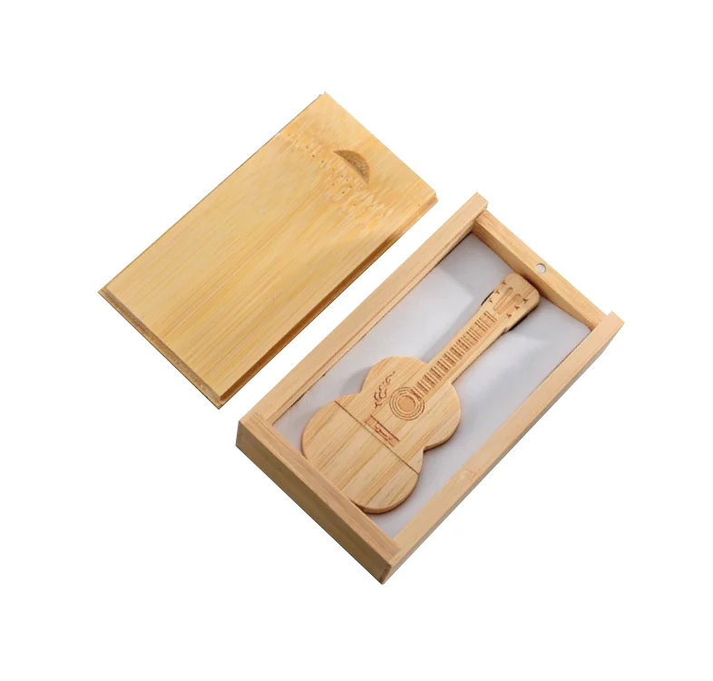 High quality wholesale wooden guitar usb flash drive 64gb 128gb 256gb usb flash drives personalized  2.0 usb flash drive wooden