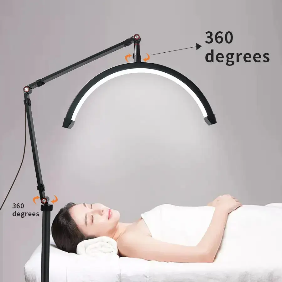 28Inch Half Moon Beauty Lamp Embroidery Nail Eyebrow Beauty LED Eye Protection U shaped Floor Fill Light
