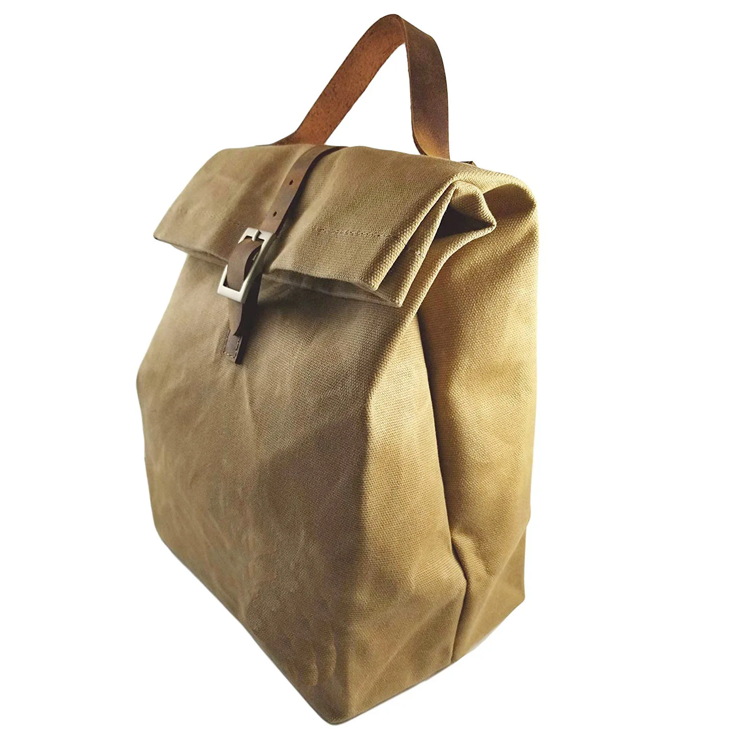 Waterproof Thermal Insulated Waxed Canvas Lunch Bags for Women Men and Kids Reusable Rolled-top